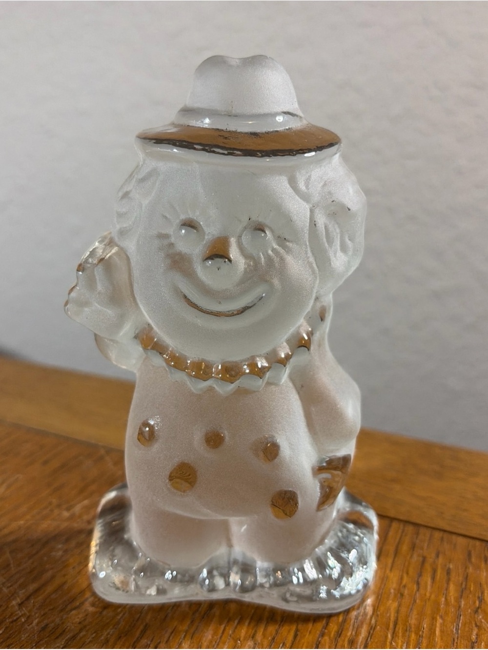 Viking Art Glass Clown Figurine Frosted Satin Clear Crystal Vintage Paper Weight